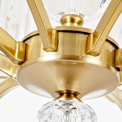 Cylindrical Ceiling Chandelier Modernism Crystal 3/6/8 Bulbs Brass Hanging Light Kit, 23.5