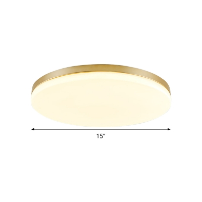 Gold Disk Ceiling Lamp Contemporary Acrylic 15