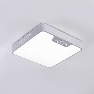 LED Flush Mount Fixture Modern White Ceiling Lamp with Rectangle/Square Acrylic Shade, 20