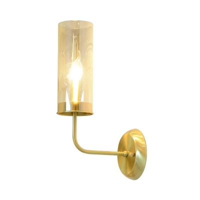 Metal Curvy Arm Sconce Contemporary 1 Bulb Brass Wall Mount Light Fixture for Stairway