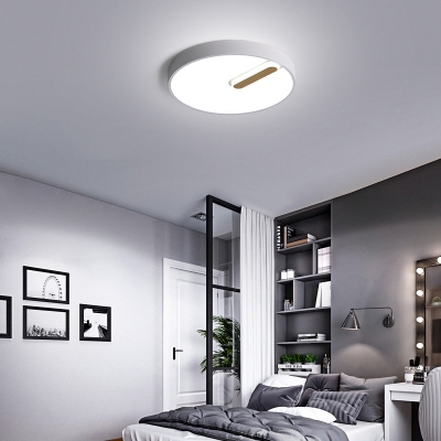 Metal Disk Flush Mount Fixture Minimalist Black/White LED Ceiling Lamp in Remote Control Stepless Dimming/Warm/White Light, 18