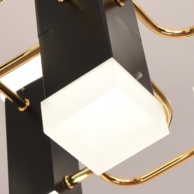 Metal Starburst Hanging Chandelier Modernism 4/8 Lights Black Pendant Light Fixture in 2 Color Light