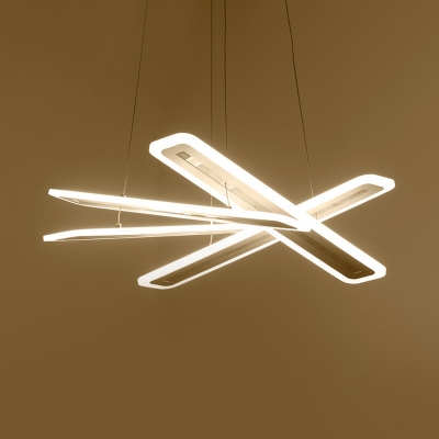 Minimalist Crossed Chandelier Light Acrylic Dining Room LED Ceiling Pendant Light in Warm/White Light