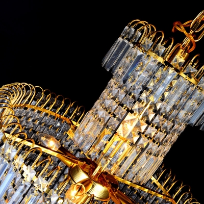 Modern Spiral Chandelier Lighting Fixture Crystal 16 Lights Corridor Pendant Lamp in Gold
