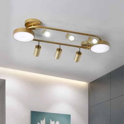 Postmodern Oval Ceiling Light Fixture Metal 8 Heads Dining Room Flush Mount Lighting in Gold