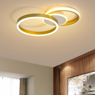 Ring Acrylic Ceiling Light Postmodern Gold LED Flush Mount Lighting in Warm/White Light