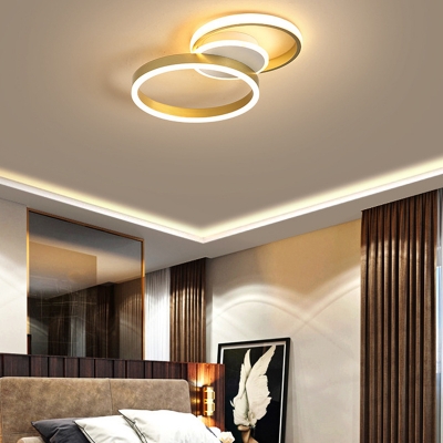 Ring Acrylic Ceiling Light Postmodern Gold LED Flush Mount Lighting in Warm/White Light
