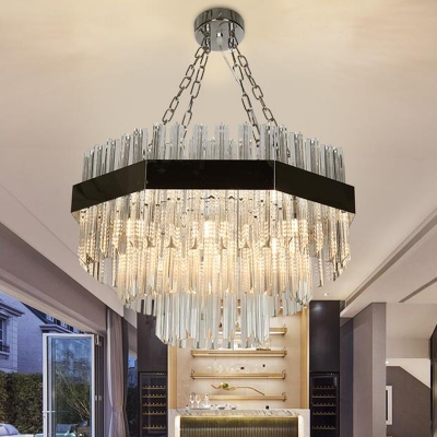 Silver Layered Chandelier Lighting Modernism 10 Bulbs Crystal Ceiling Hanging Light for Living Room