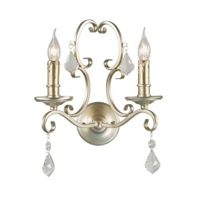 Swooping Arm Bedroom Wall Lighting Fixture Rustic Stylish Crystal 1/2 Lights Gold/Rust Sconce