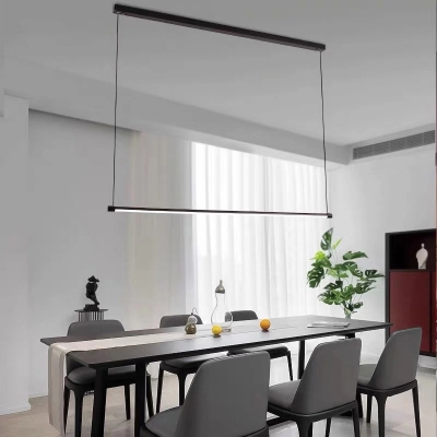 Tubular Island Light Fixture Simple Style Metal Black LED Hanging Ceiling Light in Warm/White/Natural Light