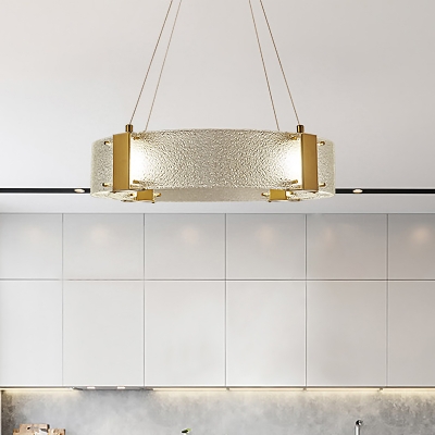Water Glass Circular Pendant Chandelier Contemporary 6 Bulbs Gold Hanging Light Fixture