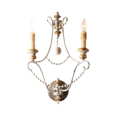 Wood White Sconce Light Fixture Candle-Style 7