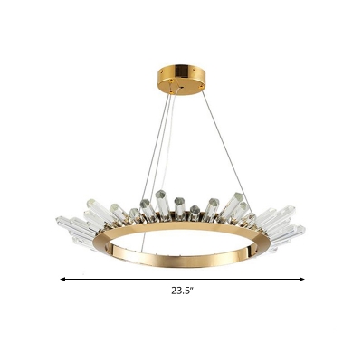Circular Chandelier Lighting Modernist Cut Crystal LED Gold Pendant Light Fixture, 16