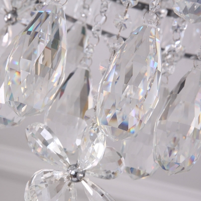 6 Heads Teardrop Flushmount Contemporary Crystal Ceiling Light Fixture in Nickel
