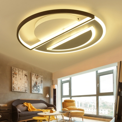 Acrylic Circle Led Flush Mount Contemporary Close to Ceiling Lighting in Black and White for Bedroom