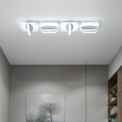 Acrylic Rectangle Ceiling Mounted Light Modern White LED Flush Mount Light in Warm/White Light, 31.5