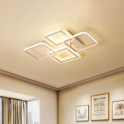 Acrylic Square Ceiling Mount Light Contemporary White LED Flush Mount in Warm/White Light