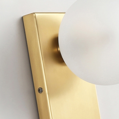 Ball Shape Opal Frosted Glass Wall Sconce Minimalist 1 Light Brass Finish Wall Mounted Lamp