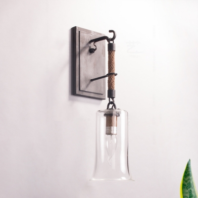 

Bell Shade Wall Mounted Light Industrial Style Clear Glass 1 Light Hallway Sconce Lighting, HL572459