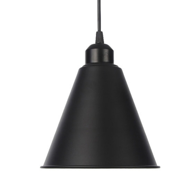 Black/White 1 Light Pendant Light Fitting Industrial Metal Cone/Wavy/Wide Flare Suspension Lighting Fixture for Kitchen