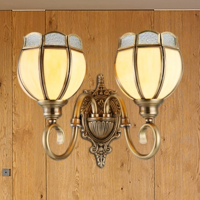 Brass 1/2-Light Wall Light Sconce Traditional Metal Floral Wall Mounted Lamp with Curvy Arm
