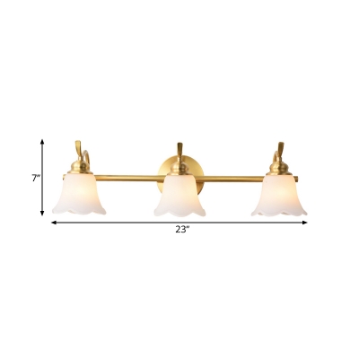 Brass Floral Vanity Light Fixture Traditionalism Metal 2/3 Bulbs LED Bathroom Wall Mounted Lamp