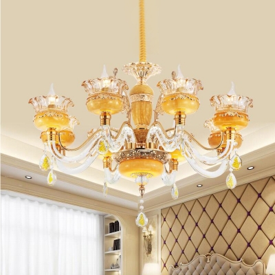 Clear Flower-Like Chandelier Pendant Light Modern 6/8 Lights Crystal Pendant Lamp for Bedroom