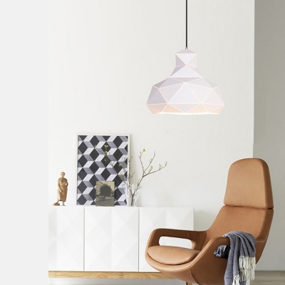 Domed Hanging Light Nordic Metal 1 Bulb Pink/White/Blue Ceiling Suspension Lamp, 12