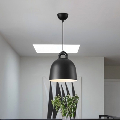 Domed Pendant Lamp Contemporary Metal 1 Light Dining Room Hanging Lamp Kit in Black