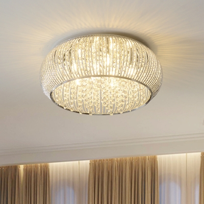 Drum Bedroom Flush Mount Light Crystal, Drum Style Ceiling Light Fixtures