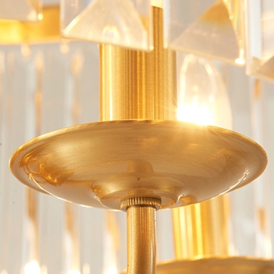 Drum Chandelier Lamp Contemporary Cut Crystal 4 Heads Brass Suspension Pendant Light