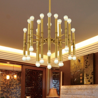 Flute Chandelier Light Mid Century Modern Metal Ceiling Light Fixture for Living Room