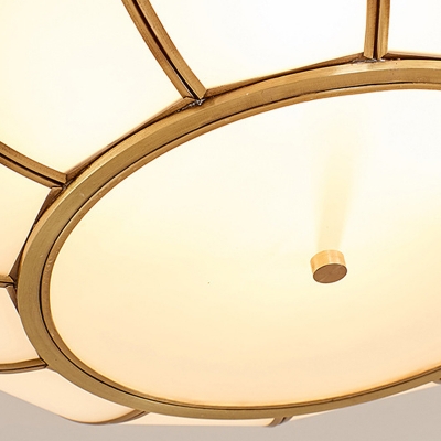 Frosted Glass Brass Ceiling Flush Dome 4 Heads Traditionalism Flush Mount Lamp for Dining Room