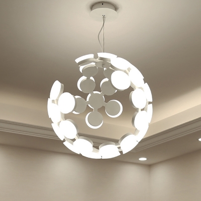Geometric Dining Room Chandelier Lamp Acrylic Led Contemporary Hanging Ceiling Light in White