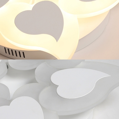 Heart Acrylic Ceiling Lamp Simple Style White LED Flush Mount Lighting in Remote Control Stepless Dimming/Warm/White Light, 18