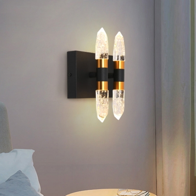 Linear Bedroom Wall Mount Light Modern Bubble Crystal 1/2/3 Heads Gold/Black Wall Lighting Fixture in Warm/White Light