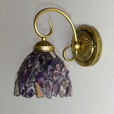 Mediterranean Domed Wall Lighting Fixture 1 Light Stone Sconce Light in Red/Purple for Living Room