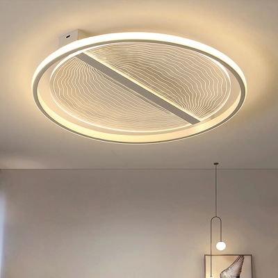 Modern Round Flush Mount Lamp White Acrylic Bedroom Flush Ceiling Light Fixture in Warm/White Light
