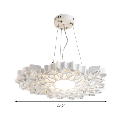 Modern Style Flower Shaped Pendant Lighting Resin 1 Light Hanging Ceiling Light in White