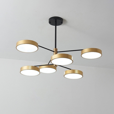 Starburst Bedroom Ceiling Pendant Light Metal 6 Heads Contemporary Chandelier Light in Gold/White
