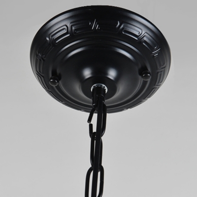 Tiffany-Style Flower Chandelier Light Fixture 3/5/6 Lights Seeded Glass Suspension Lamp in Black