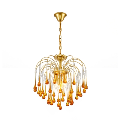 Traditionary Starburst Ceiling Chandelier Clear/Brown Crystal 3/5/6 Bulbs Pendant Light Fixture