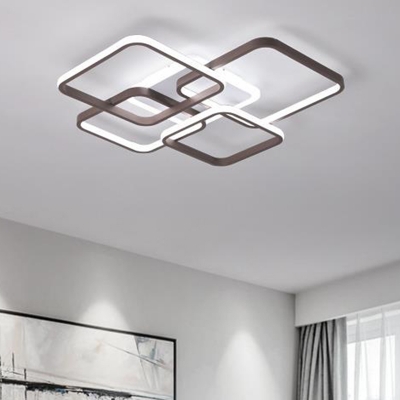 Traverse Acrylic Flush Mount Lamp Modern Brown LED Ceiling Fixture in Warm/White Light, 23.5