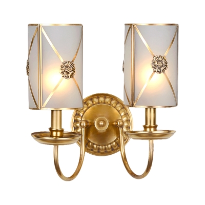 Vintage Swag Arm Candle Wall Mount Lamp 1/2-Light Metal Golden Sconce Light Fixture