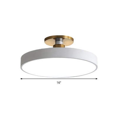 White Disk Flush Mount Lamp Modern Acrylic 12