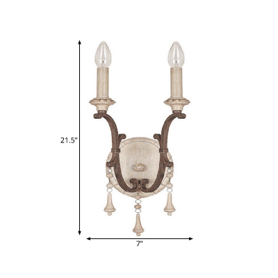 Wood White Sconce Light Fixture Candle-Style 7