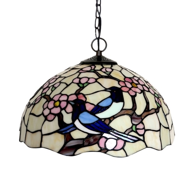 Red Pink Stained Art Glass Pendant Lamp, Stained Glass Pendant Light Fixtures
