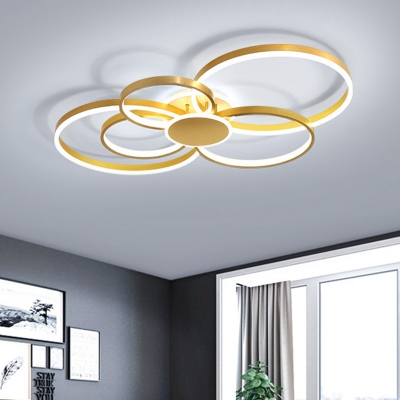 2 Tiers Ceiling Light Postmodern Acrylic Gold LED Flush Mount Lamp in Warm/White Light, 33.5