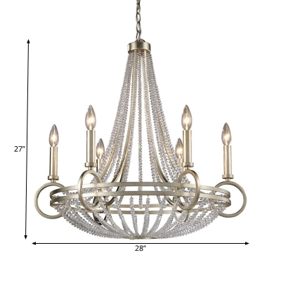 6 Lights Metal Chandelier Pendant Light Traditional Silver Candlestick Dining Room Ceiling Lamp