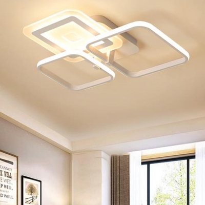 Acrylic Square Flush Light Fixture Modernism White LED Ceiling Lamp in Warm/White Light